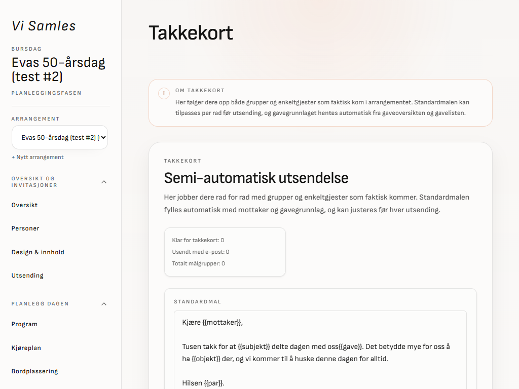 Digitalt takkekort med lenke til bildene